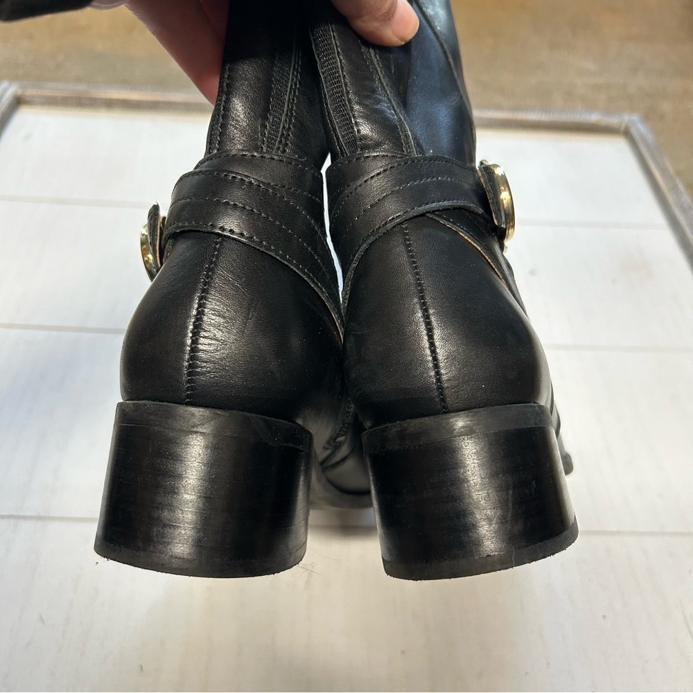 Marc Fisher Hailin Boots 6.5M Womens Leather Tall Shaft‎  Black Brown EUC - Picture 3 of 10